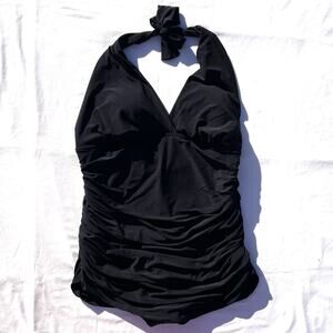 MagicSuit Yvonne Halter Swim Dress One Piece Swimsuit Womens Plus 18W Black